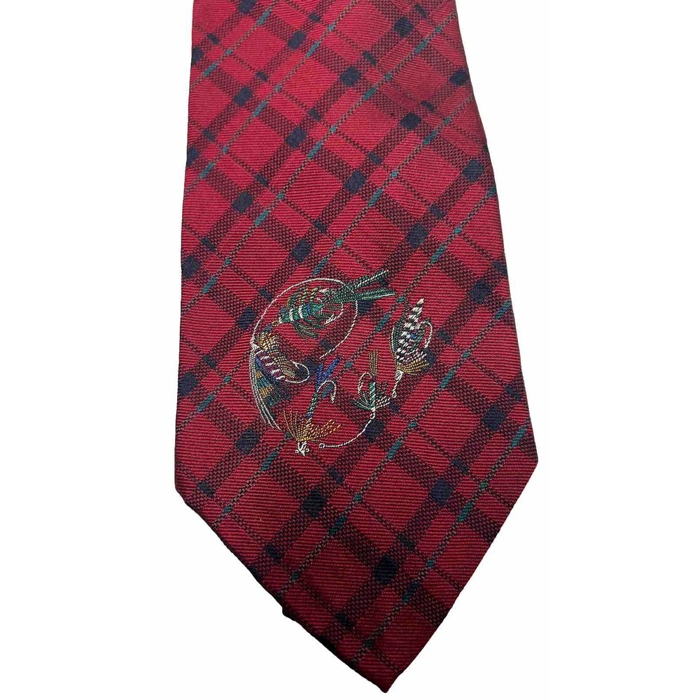 Vintage Polo Ralph Lauren Flannel Necktie 100% Silk Neck Tie Red